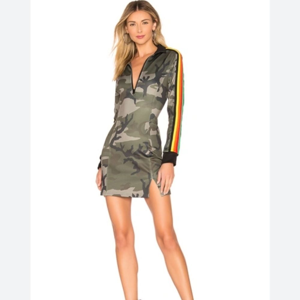Pam & Gela Zip, Camo -Front Long-Sleeve Camo Track Dress